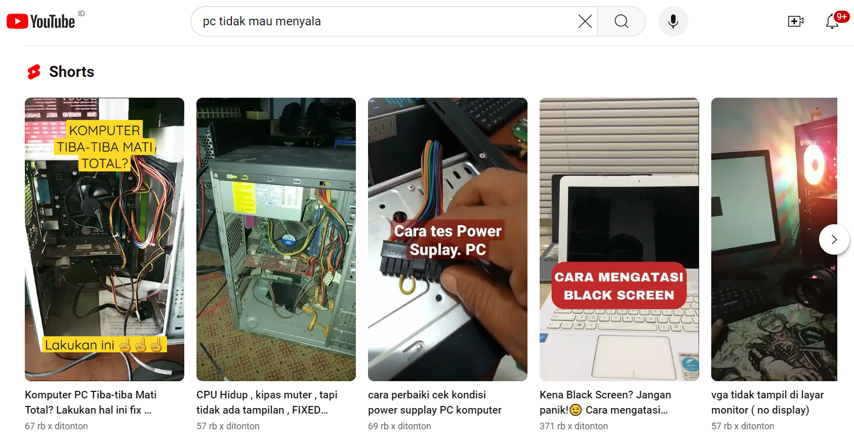 Gambar mencari solusi PC tidak menyala